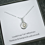 bridesmaid gift set infinity pearl necklace wedding silver