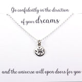 Graduation Gift for Her: Genuine Diamond Compass Necklace, Sterling Silver