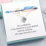 High School / College Graduation Gift: Heart Compass Necklace, Sterling Silver