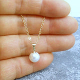 gold one pearl necklace simple single pearl