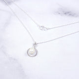 Single Pearl Drop Necklace, Sterling Silver