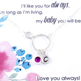 Daughter Gifts - Initial Birthstone Charm Necklace, Sterling Silver