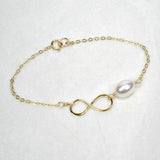 Sweet 16 Gift for Girl Gold Infinity Pearl Bracelet