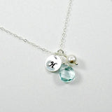 bridesmaid initial necklace bridal party gift silver