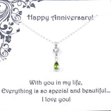 Anniversary Gift: Gemstone Drop Necklace, Sterling Silver