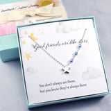 Gift for Friend | Star Charm Necklace, Blue Crystal Pearls, Sterling Silver