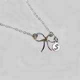 bow necklace with personalized initial sterling silver