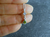 August birthstone peridot necklace sterling silver