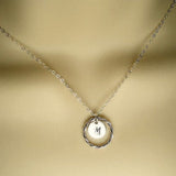circle initial necklace silver personalized gift 