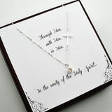 confirmation first communion gift, side cross necklace sterling silver