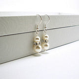 wedding pearl dangle earrings sterling silver