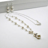 bridal pearl jewelry set necklace earrings backdrop Swarovski