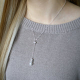pearl y lariat necklace sterling silver