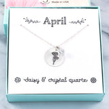 April Birth Flower Birthstone Necklace - Sterling Silver or 14k Yellow/Rose Gold-Filled