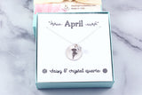 April Birth Flower Birthstone Necklace - Sterling Silver or 14k Yellow/Rose Gold-Filled