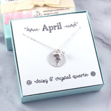April Birth Flower Birthstone Necklace - Sterling Silver or 14k Yellow/Rose Gold-Filled