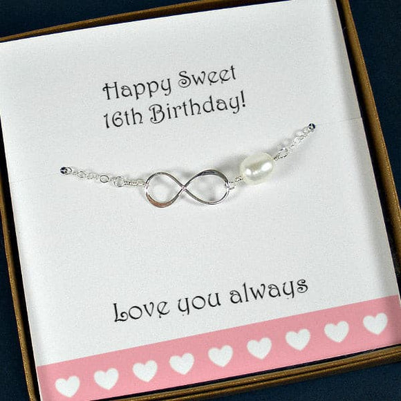 sweet 16 bracelet gift infinity pearl bracelet