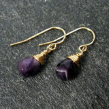 amethyst gemstone earrings gold dangle drop earrings