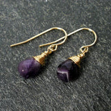 amethyst gemstone earrings gold dangle drop earrings