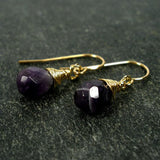 amethyst gemstone earrings gold dangle drop earrings