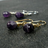 amethyst gemstone earrings gold dangle drop earrings