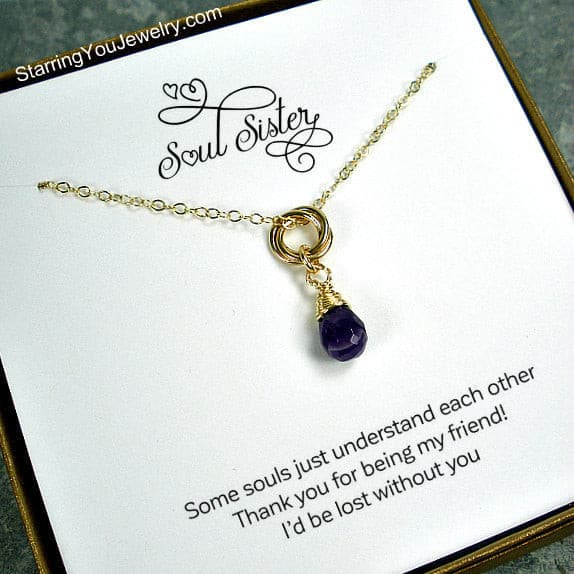 soul sister gift gold amethyst Interlocking necklace