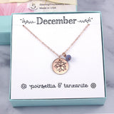 Gift for Her: Birth Flower Birthstone Necklace - Sterling Silver or 14k Gold/Rose Gold Filled