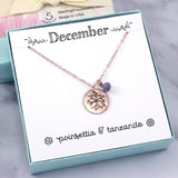 Gift for Her: Birth Flower Birthstone Necklace - Sterling Silver or 14k Gold/Rose Gold Filled