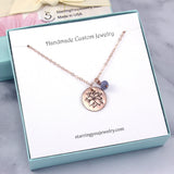 Birth Flower Birthstone Charm Necklace - Sterling Silver, 14k Rose Gold Filled, or 14k Gold Filled