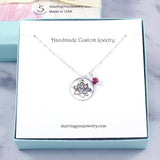 Birth Flower Birthstone Charm Necklace - Sterling Silver, 14k Rose Gold Filled, or 14k Gold Filled