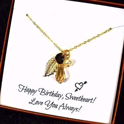 birthday gift for her gold leaf necklace initial