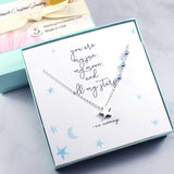 Gift for Her | Star Charm Necklace, Blue Crystal Pearls, Sterling Silver