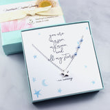 Gift for Her | Star Charm Necklace, Blue Crystal Pearls, Sterling Silver