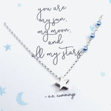 Gift for Her | Star Charm Necklace, Blue Crystal Pearls, Sterling Silver