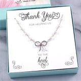 Bridesmaid Gift: Pearl Bow "Tie the Knot" Necklace, Sterling Silver