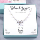 Bridesmaid Gift: Pearl Bow "Tie the Knot" Necklace, Sterling Silver