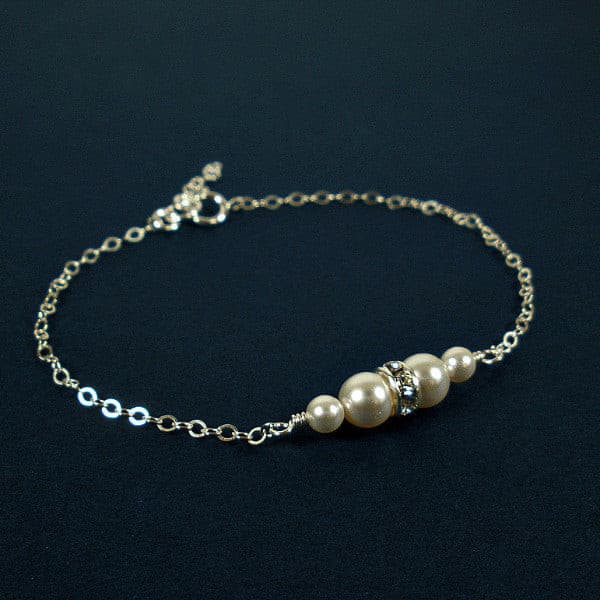 bridal pearl wedding jewelry full set bracelet swarovski silver
