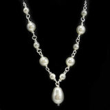bridesmaid pearl necklace bridal party gift silver Swarovski