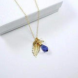 crystal initial necklace gold leaf