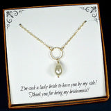 bridesmaid maid of honor gift pearl necklace gold