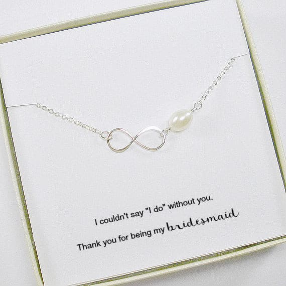 wedding party gift bridesmaid infinity necklace sterling silver