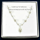 bridesmaid pearl necklace bridal party gift silver Swarovski