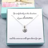 Graduation Gift for Her: Genuine Diamond Compass Necklace, Sterling Silver