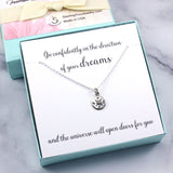 Graduation Gift for Her: Genuine Diamond Compass Necklace, Sterling Silver