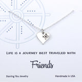 Gifts for Friends: Heart Compass Necklace, Sterling Silver