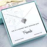 Gifts for Friends: Heart Compass Necklace, Sterling Silver