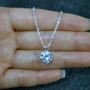 solitaire cubic zirconia necklace sterling silver