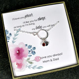 Daughter Gifts, Initial Birthstone Charm Necklace Sterling Silver