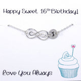 Sweet 16 Gift for Girl - Infinity Initial Bracelet, Sterling Silver