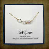 best friend gift infinity pearl necklace gold